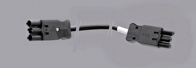 Plug system: connecting cable 3m system plug to socket black - shielded