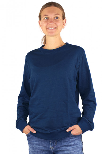 Damen Sweat Shirt Bio-Baumwolle, Silber-Sweat Shirt Gestrick Marine