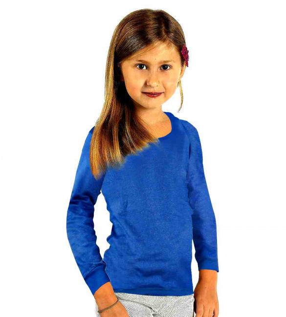 Felpa per bambini in cotone organico, maglia argentata blu reale