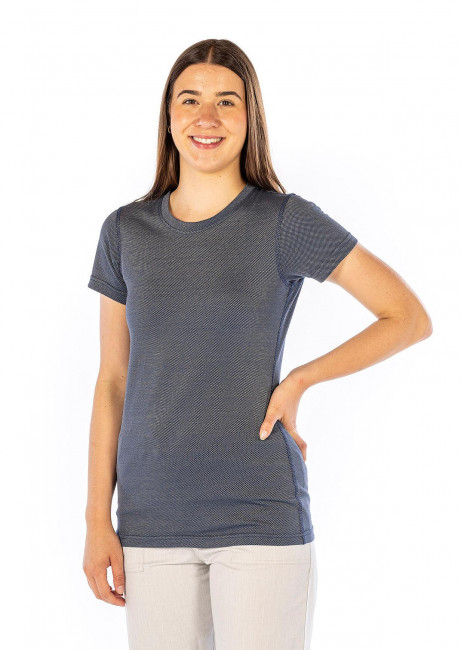 Damen T-Shirt Marine Bio Baumwolle mit Silber 32dB bei 1GHz