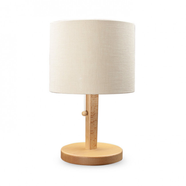 Table lamp shielded, beech wood, 31cm Swiss plug cream
