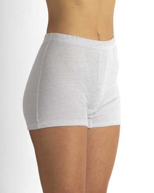 Panty pour dames blanc coton bio tricoté avec fil argenté 30dB à 1GHz