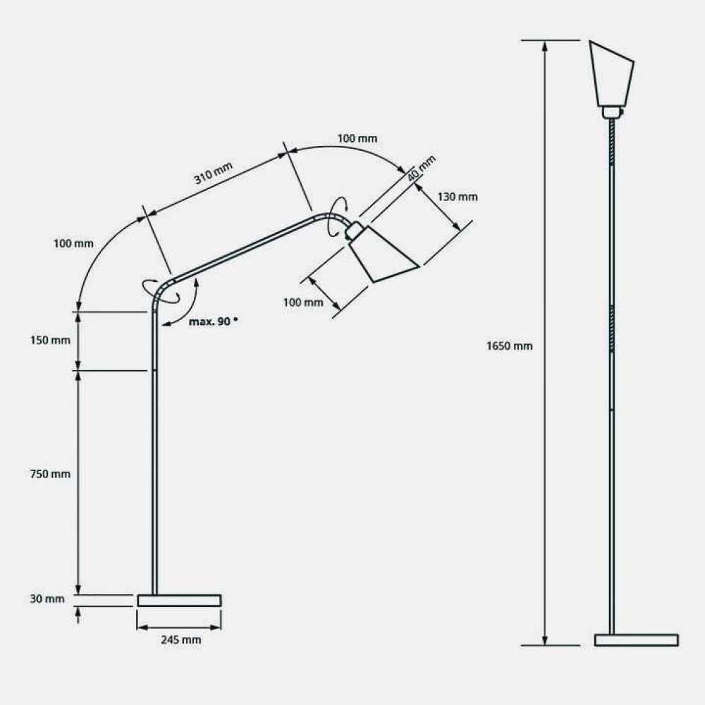 Floor lamp shielded metal with CH plug