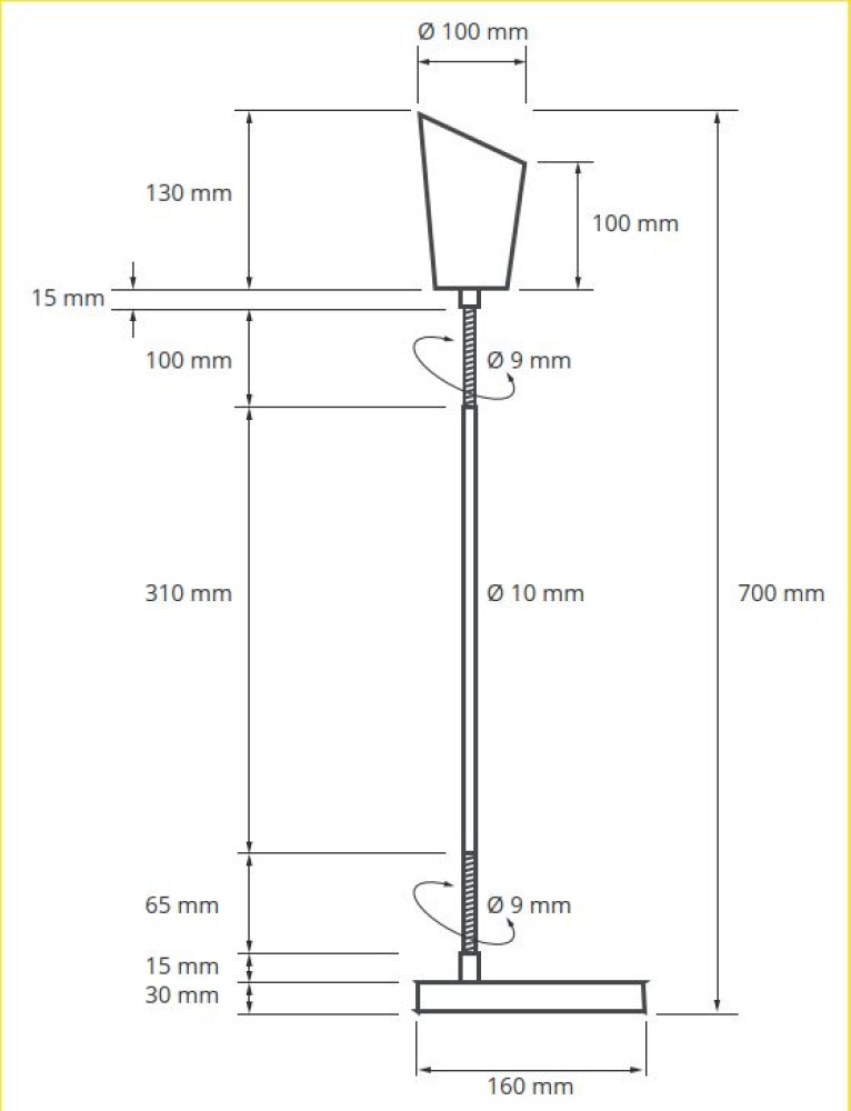 Lampada da tavolo regolabile schermata di circa 50cm in acciaio e alluminio con spina CH