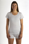 Damen Unterhemd Kurzarm Bio Baumwolle mit Silbergestrick weiss 30dB bei 1GHz
