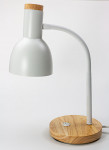 Table lamp shielded metal, with wooden base of bamboo, swivel neck with CH plug